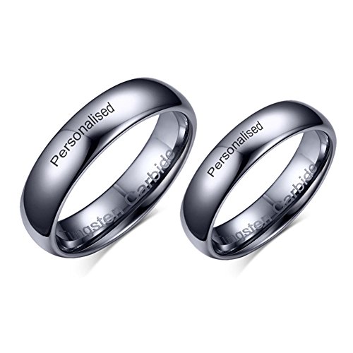 Vnox 2 Piezas Su Anillo de Promesa de Compromiso de Boda Personalizado Carburo de Tungsteno para Pareja,Grabado Libre