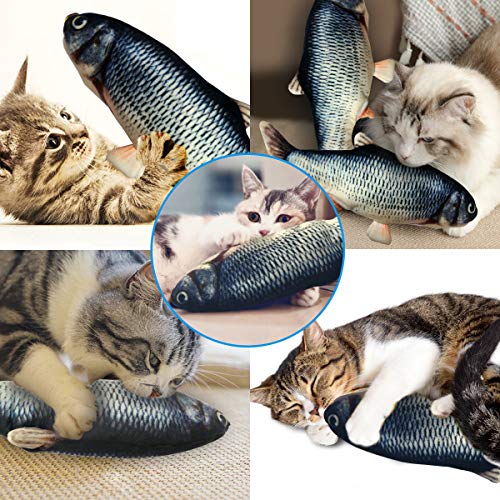 Vockvic Juguetes del Catnip, Electrico Recargable USB Juguetes Simulación Peluches Pescado, 30CM Divertido Interactiva Mascota Pescado Juguetes para Gato/Gatito