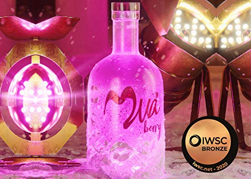 Vodka Muà 700ml | Vodka Artesanal De Frutos Rojos | Vodka Suave, Sin Azúcar, con Edulcorantes Naturales y Bajo en Calorías | Contiene Estuche Individual de Regalo + Luz | 100% Natural | Sin Gluten