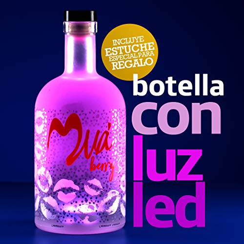 Vodka Muà 700ml | Vodka Artesanal De Frutos Rojos | Vodka Suave, Sin Azúcar, con Edulcorantes Naturales y Bajo en Calorías | Contiene Estuche Individual de Regalo + Luz | 100% Natural | Sin Gluten