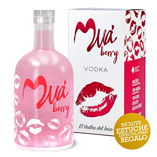 Vodka Muà 700ml | Vodka Artesanal De Frutos Rojos | Vodka Suave, Sin Azúcar, con Edulcorantes Naturales y Bajo en Calorías | Contiene Estuche Individual de Regalo + Luz | 100% Natural | Sin Gluten