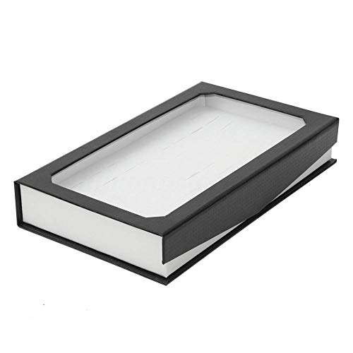 Voltear Techo solar 72 Hoyos caso de almacenamiento de los anillos pendientes joyas caja de presentación sostenedor de la bandeja de almacenamiento caja joyero, Nombre Color: Blanco ( Color : White )