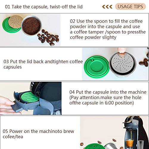 Volwco Cápsulas de café Reutilizables, cápsulas de café rellenables de Acero Inoxidable para Nescafe Dolce Gusto Stelia
