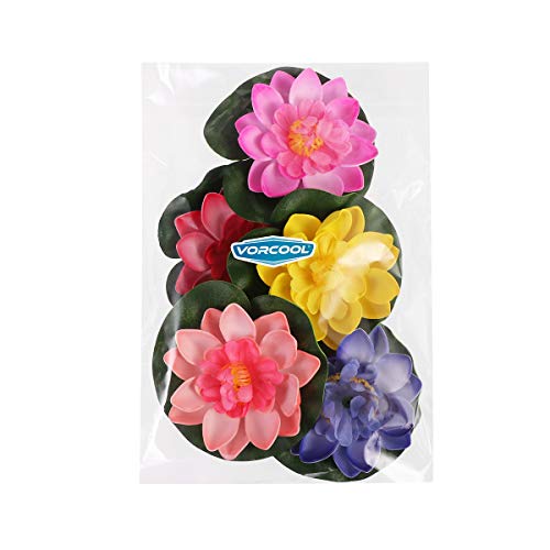 VORCOOL 5pcs artificial nenúfar flotante Lotus Flor estanque casa boda 10 cm