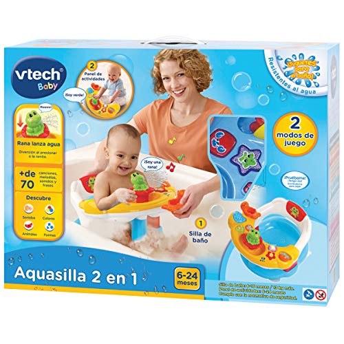 Vtech Aquasilla 2 en 1, silla de baño y panel de actividades, juguete para jugar dentro y fuera del agua, multicolor (80-515422)