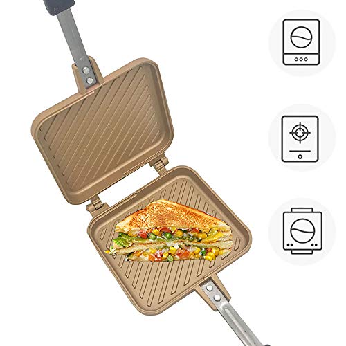 Waffle Maker Ninos Desmontable, Sandwichera FáCil De Limpiar, Gofres Recubrimiento Antiadherente De Doble Cara, Adecuado Para Estufa De Gas, Adecuado Para Estufa EléCtrica De CeráMica,Yellow