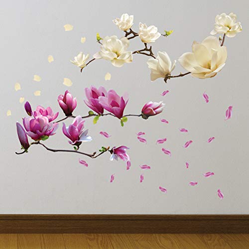 Walplus Magnolia flores extraíble adhesivo pared pegatinas murales nursery oficina decoración del hogar
