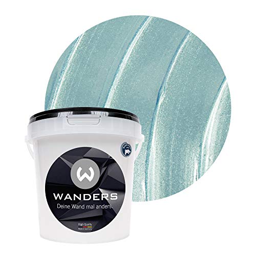 Wanders24 Pintura de efecto aspecto metal (1 litro, Azul hielo) pintura de pared, pared metálica, pintura efecto, lavable, efecto metal