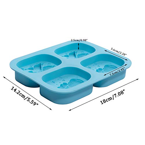 WANDIC Molde de Silicona para jabón, 1 Pieza 3D Ángeles Jabón Ovalado casero Molde de Silicona, 4 cavidades Sope Making Mold Supplies para Hacer jabón