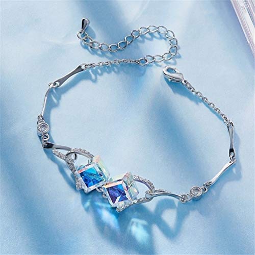 Wangchenglong - Pulsera de cadena con colgante de cristal de azúcar, ideal para el día de San Valentín, día de la madre, nacimiento, Color, 17 cm