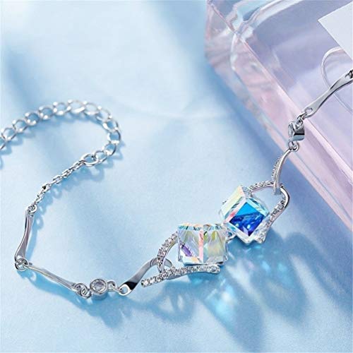 Wangchenglong - Pulsera de cadena con colgante de cristal de azúcar, ideal para el día de San Valentín, día de la madre, nacimiento, Color, 17 cm