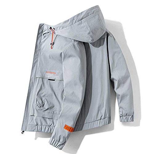 WANGJIE Spring Jacket - Chaqueta suelta para hombre, talla grande Gris gris 3XL