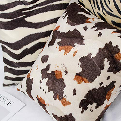 WANGLUYAO Funda de Almohada Corta de Felpa con Estampado de Leopardo Funda de cojín de sofá Cuadrado Funda de Almohada para decoración del hogar, 60x60 cm, Paquete de 2-re