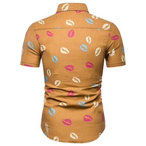 waotier Camisa De Manga Corta con Estampado De Moda para Hombres PatróN De Beso Ropa De Verano para Hombre