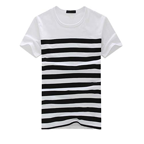 waotier Camiseta De Manga Corta Top De Manga Corta con Estampado De Rayas para Hombre Ropa De Hombre Camiseta De Verano Primavera