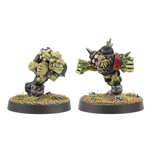 War World Gaming Gutrot Greenskins - Set de 2 Blitzers - 28mm, Miniaturas, Fantasía, Futbol, Blood Bowl, Goblin, Criatura Fantastica, Figura Coleccionismo