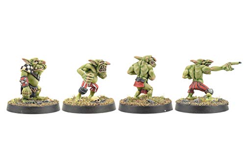 War World Gaming Gutrot Greenskins - Set de 4 Líneas - 28mm, Miniaturas, Fantasía, Futbol, Blood Bowl, Goblin, Criatura Fantastica, Figura Coleccionismo