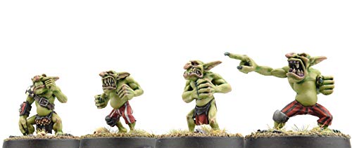 War World Gaming Gutrot Greenskins - Set de 4 Líneas - 28mm, Miniaturas, Fantasía, Futbol, Blood Bowl, Goblin, Criatura Fantastica, Figura Coleccionismo