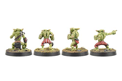 War World Gaming Gutrot Greenskins - Set de 4 Líneas - 28mm, Miniaturas, Fantasía, Futbol, Blood Bowl, Goblin, Criatura Fantastica, Figura Coleccionismo