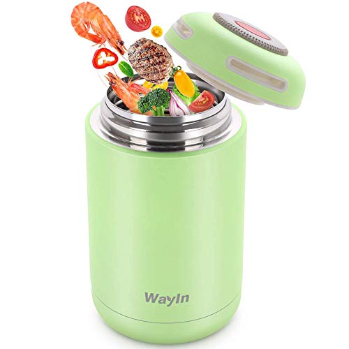 Wayin Frascos térmicos para Comida, 460ml Termo para Comida Botella Aislada de Acero Inoxidable Frascos térmicos para Alimentos, Beber y Sopa de los niños y Las Comidas de Adultos (Verde)