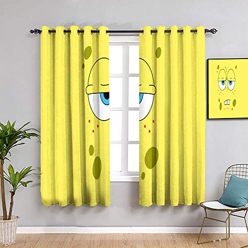 Weilan1999 - Cortinas estampadas decorativas para niños, diseño de Bob Esponja para dormitorio infantil, impermeable, 140 x 114 cm