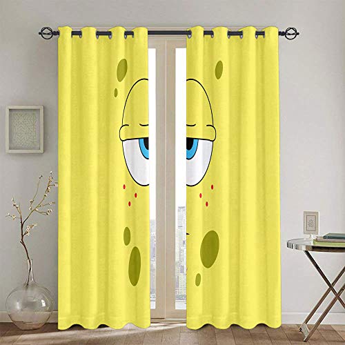 Weilan1999 - Cortinas estampadas decorativas para niños, diseño de Bob Esponja para dormitorio infantil, impermeable, 140 x 114 cm