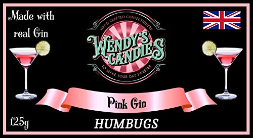 Wendy's Candies - Candy sweet -Dulce "humbugs" de especialidad inglesa- golosina clásica revisitada en esta cóctel Pink Gin - De fabricación artesanal - San Valentín - Enamorados