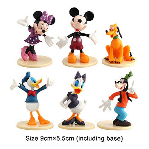 WENTS Mickey Cake Topper Mini Juego de Figuras Niños Mini Juguetes Baby Shower Fiesta de cumpleaños Pastel Decoración Suministros 6 piezas