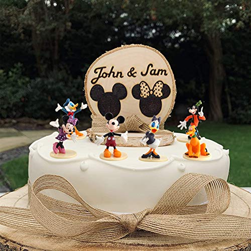 WENTS Mickey Cake Topper Mini Juego de Figuras Niños Mini Juguetes Baby Shower Fiesta de cumpleaños Pastel Decoración Suministros 6 piezas