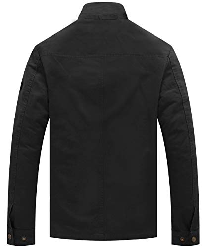 WenVen Chaqueta de Algodón Peso Ligero con Capucha para Hombre Negro Nuevo Large