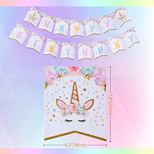 WERNNSAI Conjunto de Suministros de Fiesta de Unicornio - Cumpleaños para Niñas Bolsa de Cubiertos Mantel Platos Servilletas Pancartas Globos Tazas Utensilios Sirve a 16 Invitados 169 Piezas