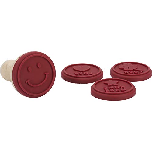 Westmark – Juego de Sellos para Galletas con 4 Cabezales Intercambiables Diseño de y Galletas Anillo, diámetro: 5,8 cm, Madera/Silicona/Acero Inoxidable, Marrón Claro/Rojo/Plata, 30372260