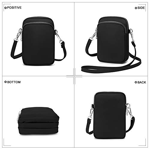 Wind Took Mini Bolso de Teléfono Bolsos Bandolera Mujer Bolso Pequeño Mujer y Hombre Celular Cruzado Bolsa de Tarjeta Bancaria Crossbody Phone 11x 5 x 17cm Negro