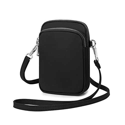 Wind Took Mini Bolso de Teléfono Bolsos Bandolera Mujer Bolso Pequeño Mujer y Hombre Celular Cruzado Bolsa de Tarjeta Bancaria Crossbody Phone 11x 5 x 17cm Negro