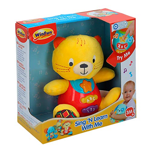 winfun - Peluche Gato para bebés que habla y luces de colores, Idioma: Español (85176)