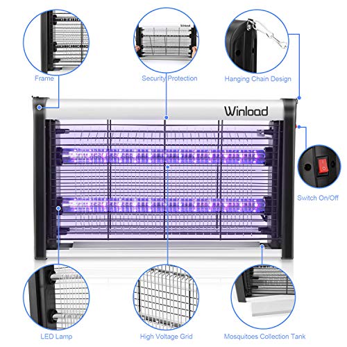 Winload Lampara Mosquitos, 4W UV LED Lámpara Anti Mosquitos Electrico, Electrico Repelente Mosquito para Cocina Casa, Area efectiva 80㎡