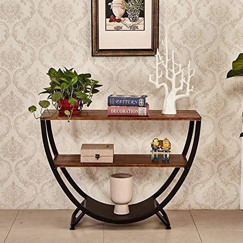 WJGJ Consolas Recibidor,Tabla De Consola, Flower Stand, Mesa Consola Mesa Auxiliar Hierro Forjado Retro Semicircular Tabla Pared Nórdica Lado A Pocos Porche American Table