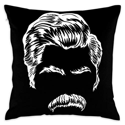 WKLNM Ron Swanson Moustache Funda de cojín Decorativa Fundas de Almohada Funda Fundas de Almohada 18 x 18 Pulgadas