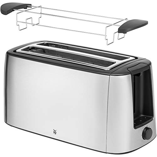 WMF Bueno Pro - Tostadora de ranura larga, 4 tostadoras dobles para 4 rebanadas de pan o 2 rebanadas de pan, tostadora XXL, función de calentamiento, 6 niveles de tostado, acero inoxidable mate