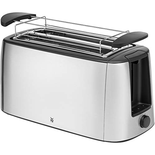 WMF Bueno Pro - Tostadora de ranura larga, 4 tostadoras dobles para 4 rebanadas de pan o 2 rebanadas de pan, tostadora XXL, función de calentamiento, 6 niveles de tostado, acero inoxidable mate