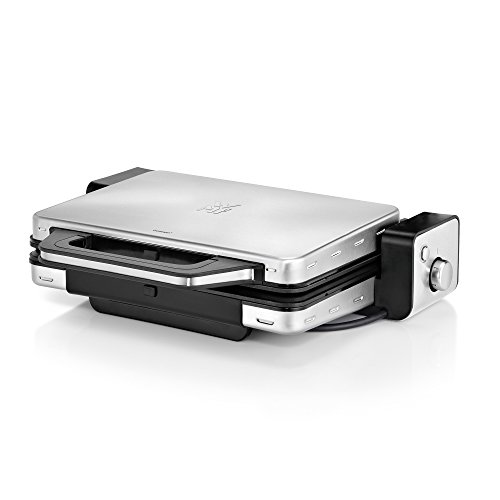 WMF Lono Contact Grill 2 en 1, 2100 W, 2 placas de aluminio fundido, temperatura y altura ajustable, bandeja antigoteo