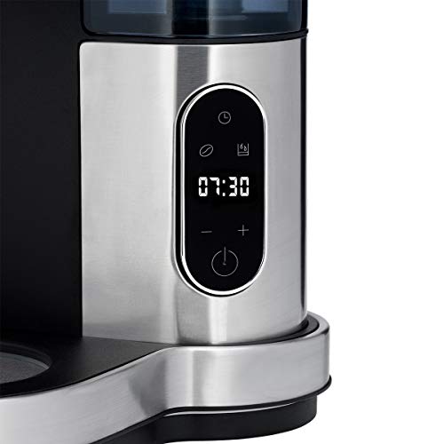 WMF Lumero - Cafetera con jarra de cristal, 10 tazas, función de temporizador, placa calentadora extraíble, pantalla táctil, sistema antigoteo, filtro giratorio, apagado automático, 1000 W