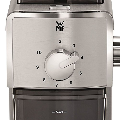 WMF Stelio Edition Molinillo eléctrico de café, 110 W, 0.18 kg, Acero Inoxidable, Cromado/Negro