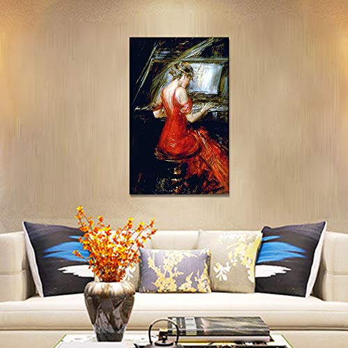 wojinbao Sin Marco Giovanni Boldini -Mujer en Pinturas Rojas Decoración para el hogar Imágenes de Arte de Pared Cartel Moderno e impresión Compras Gratis