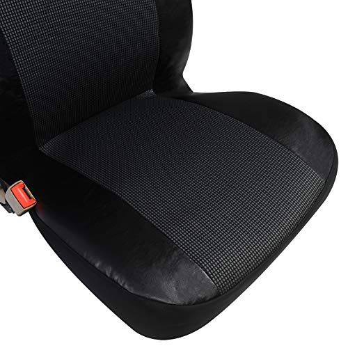 WOLTU AS7323 Cubiertas de Asiento de Coche universales para Furgonetas, 1 + 2 Fundas de Asiento Fundas de Asiento de Cuero sintético Negro-Gris