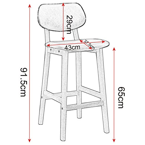 WOLTU BH51ws-2 Juego de taburetes de Bar Bien Acolchado Asiento y Respaldo de Cuero Artificial Silla de diseño Madera Blanco