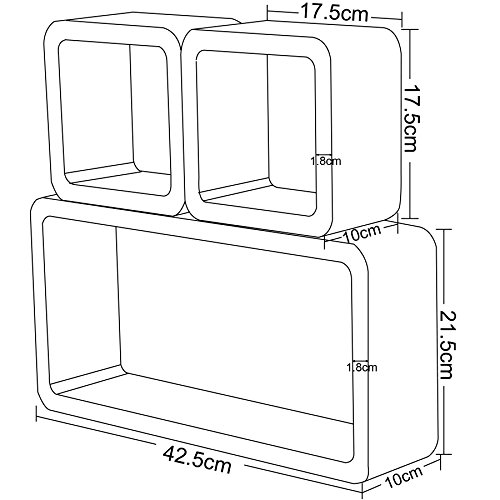 WOLTU Estantería de Pared Estantería Cubo Conjunto de 3 Estante Retro Colgantes CD Libreria Decorativo Baldas Flotante Pared Blanco 9210-a