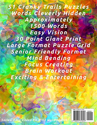 Word Search Book For Seniors: Pro Vision Friendly, 51 Cranky Trails Puzzles, 30 Pt. Extra Large Print, Vol. 42 (Easy Vision Fit Mind Word Search)