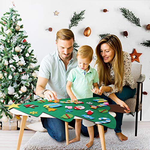 WOSTOO Árbol de Navidad de Fieltro, 3ft Bricolaje árbol de Navidad de Fieltro con 32 Adornos Desmontables año niños de Pared de Puerta Decoración Colgante