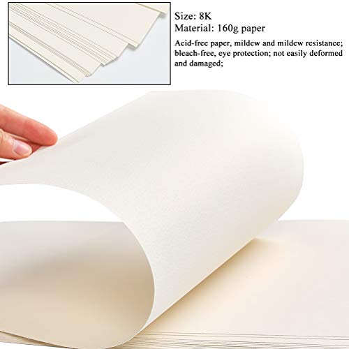 WOWOSS 100 Hojas Papel para Pintura al Óleo y Acrílica, Papel de Algodón Prensado en Frio 160g 8K (37,5 x 26 cm)